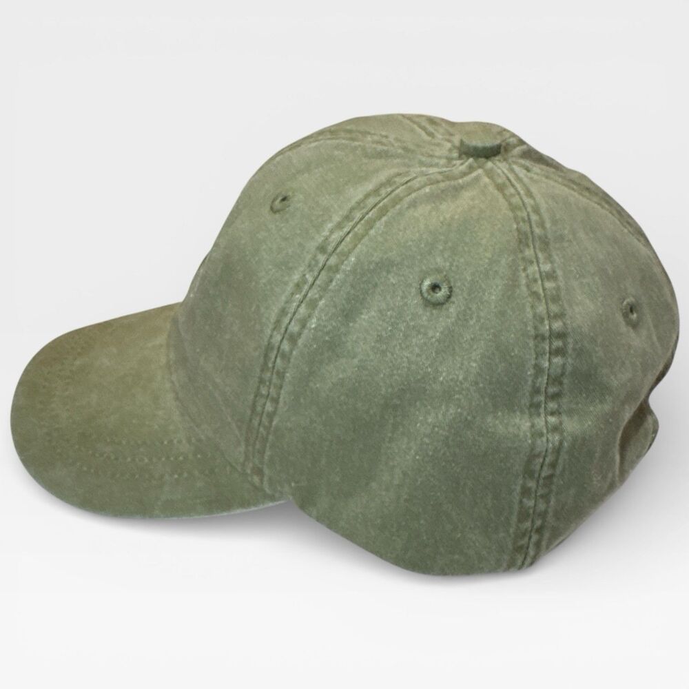 Jekyll Island Georgia NWOT Olive Green Strapback Hat Adams Leather Strap Dad Cap - Picture 2 of 10